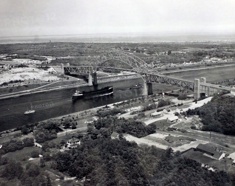 Tugboat Pulling Barge under Sagamore Bridge, Cape Cod Canal 6/6/1960