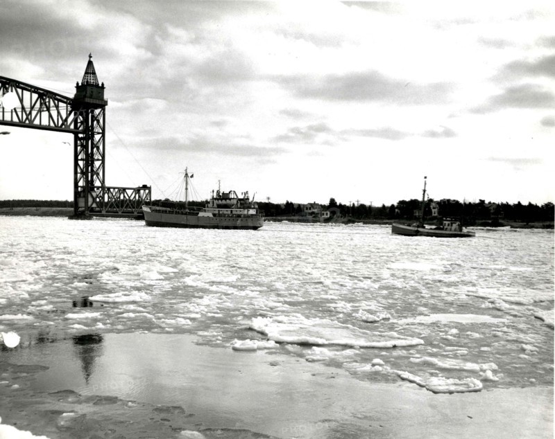 Ships Passing through Ice near Railroad Bridge, Cape Cod Canal 1/23/1959