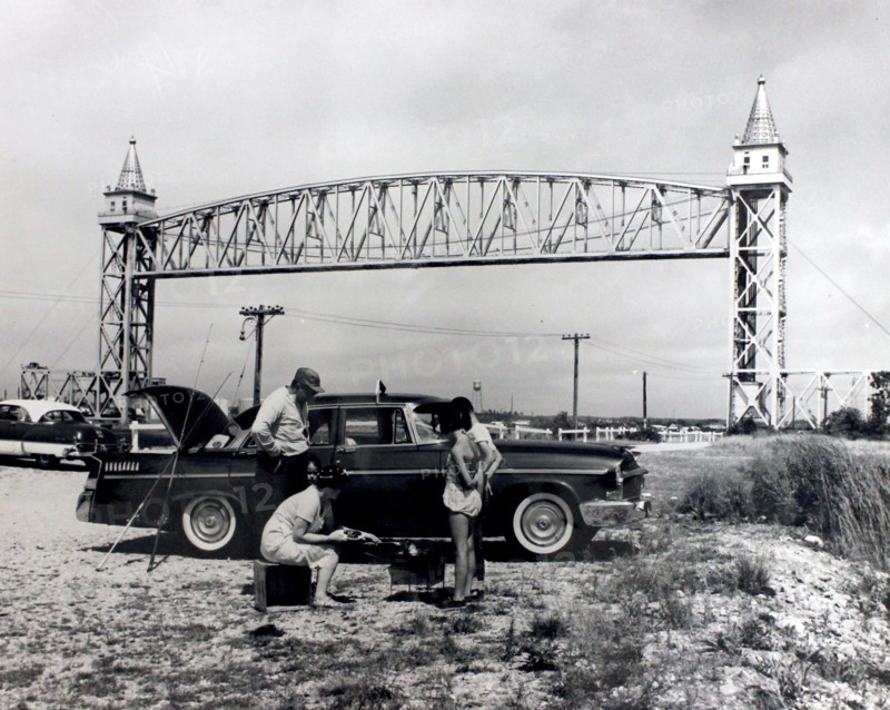 Family Barbecuing at Cape Cod Canal Railroad Bridge, Bourne, Massachusetts 8/26/1961