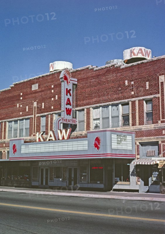 1980s United States -  Kaw Theater (1931) -  vertical -  Washington Street -  Junction City -  Kansas ca. 1980-1989