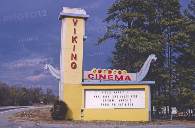 1980s United States -  Viking Drive-In Theater sign; Route 29 Anderson South Carolina ca. 1988