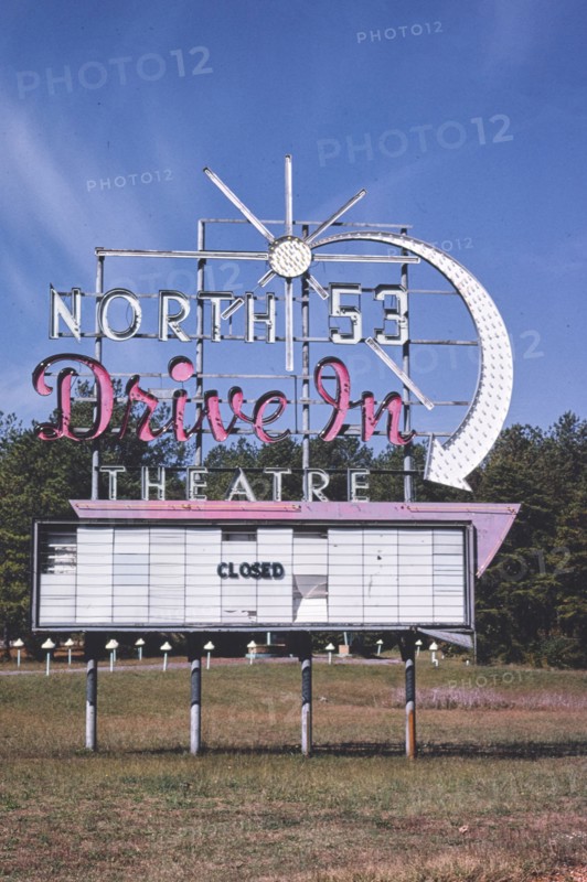 1980s United States -  North 53 Drive-In Theater sign Route 53 Rome Georgia ca. 1980