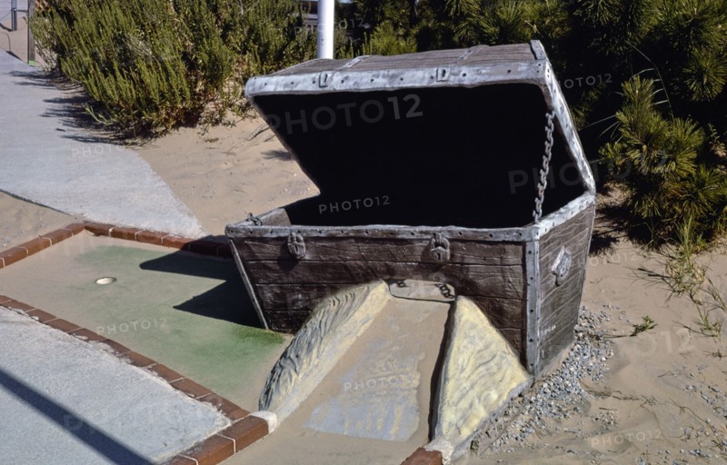 1980s United States -  Treasure chest -  Jockey's Ridge Mini-Golf -  Nags Head -  North Carolina ca. 1985