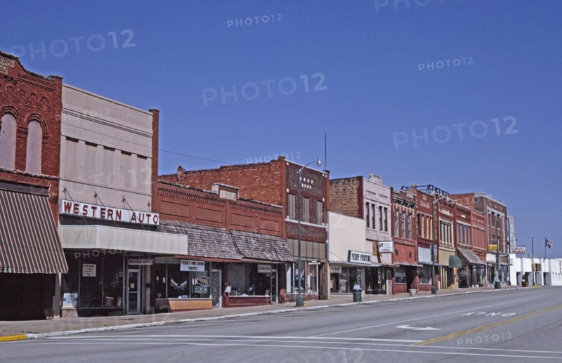 1990s United States - Western Auto Store (left side),  7th Street, Perry Oklahoma ca. 1996