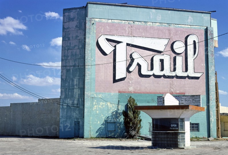 1970s United States -  Trail Drive-in Theater closer view Route 66 Amarillo Texas ca. 1977