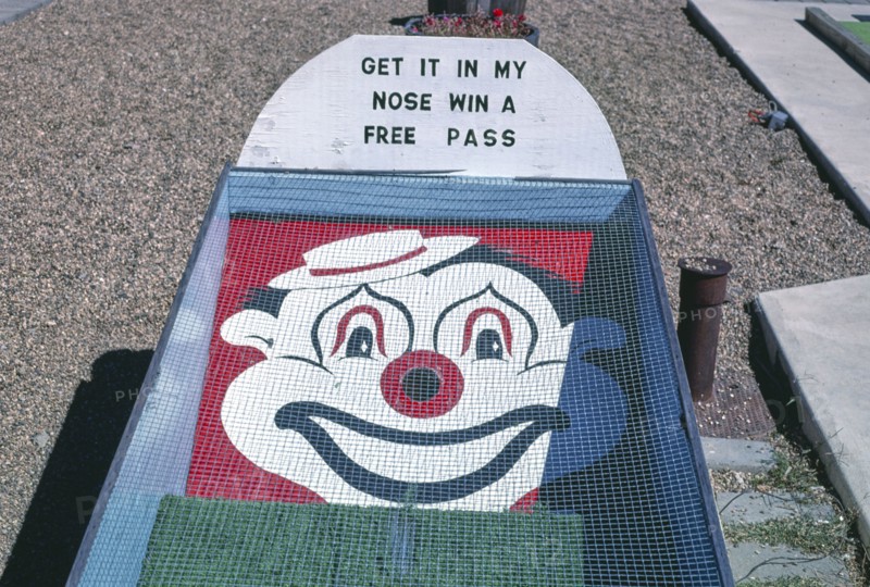 1980s United States -  Clown 18th hole -  Cottonwood Corral Mini-Golf -  Yankton -  South Dakota ca. 1987