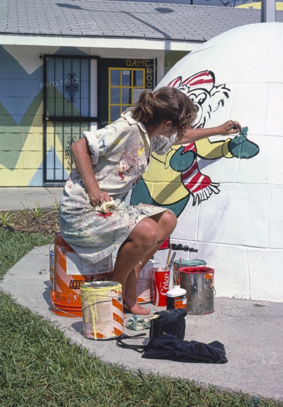 1980s America -  Sir Goony mini golf, Donna Davis painting, Chattanooga, Tennessee 1986