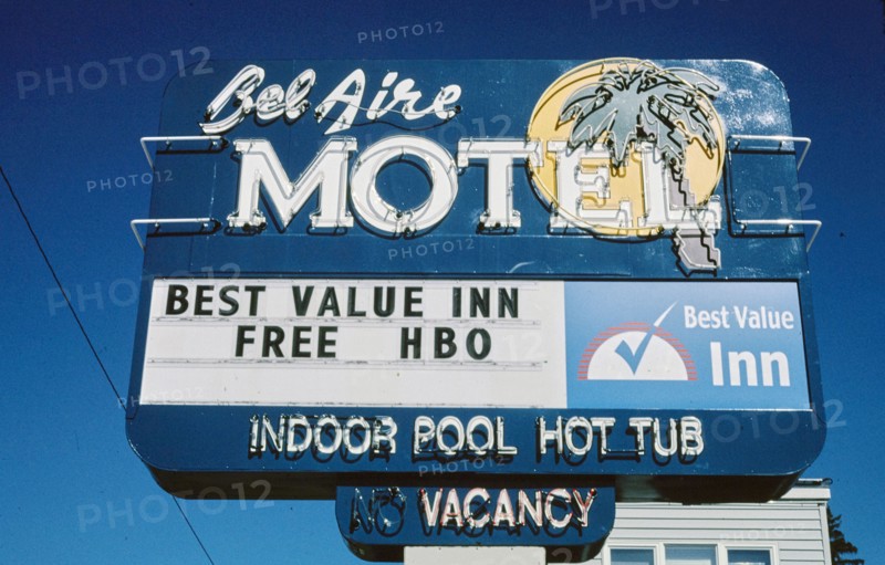 2000s United States -  Bel Aire Motel sign, Broadway, Missoula, Montana 2004