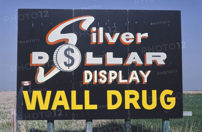 1980s United States -  Billboard, Wall Drug B&B, I-90, South Dakota 1980