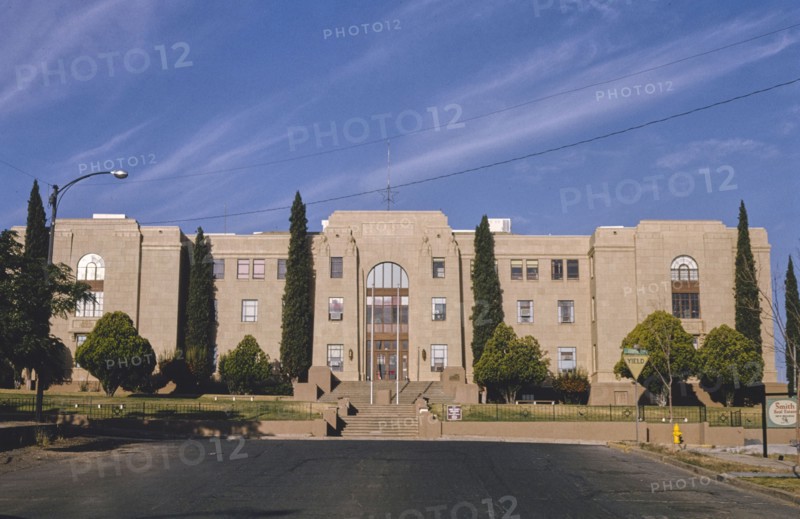 1990s United States -  Grant County Courthouse, entire street, Copper Street, Silver City, New Mexico 1991