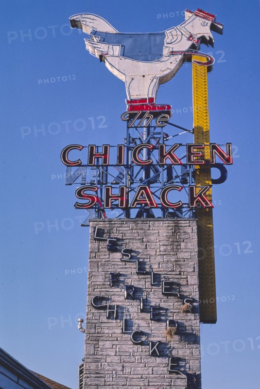 1980s America -  The Chicken Shack sign, Waco, Texas 1982