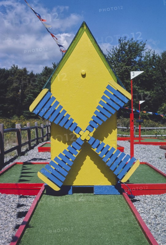 1980s America -  Hole in One mini golf, pinball Route 1, Waldoboro, Maine 1984