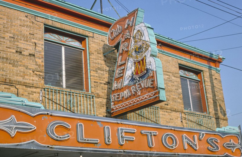 1970s America -  Clifton's Club Harlem sign, Atlantic City, New Jersey 1978