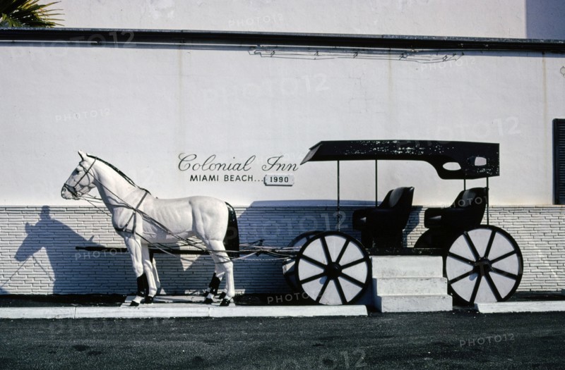 1990s United States -  Colonial Motel statue, Sunny Isles, A-1A, North Miami Beach, Florida 1990