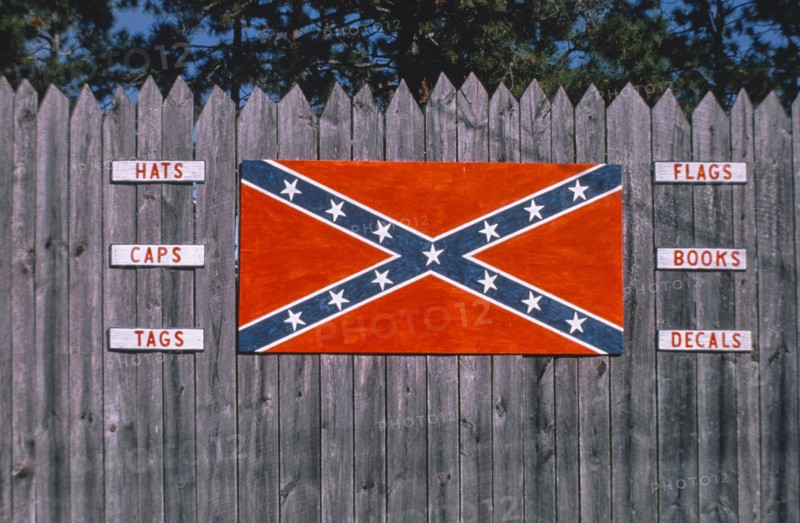 1970s America -   Frontier Fort signs, Confederate Flag, Wilmington, North Carolina 1978