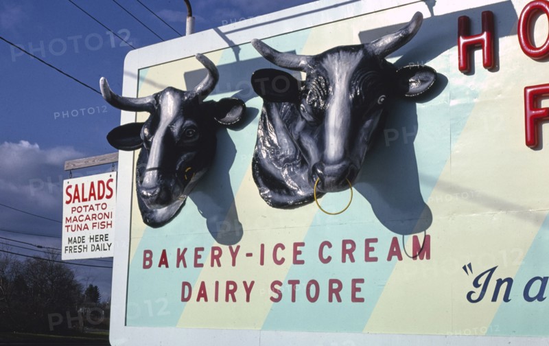 1980s America -  Holland Farms Dairy sign, Yorkville, New York 1987