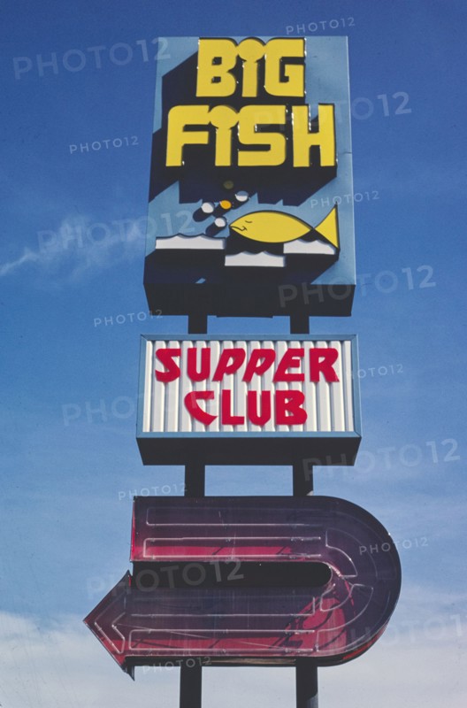 1980s America -  Big Fish Supper Club sign, Schley, Minnesota 1980
