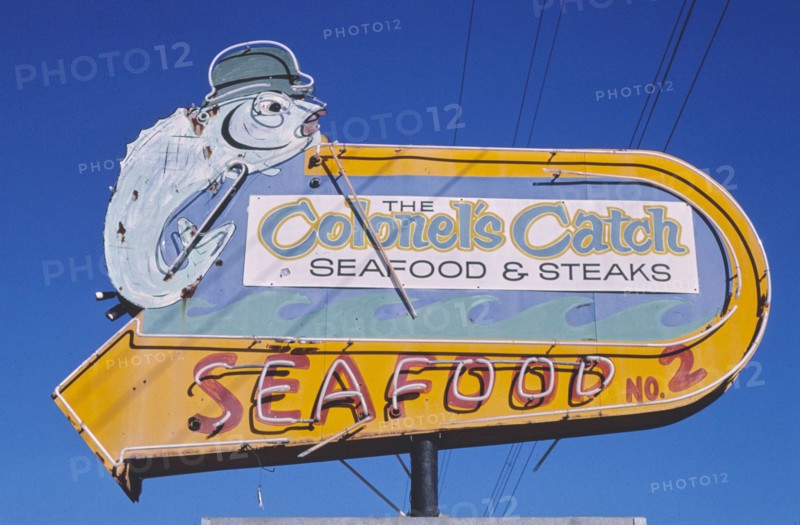 1980s America -  Colonel's Catch sign, High Point, North Carolina 1982