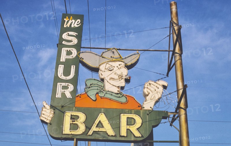 1980s America -  The Spur Bar sign, Billings, Montana 1980