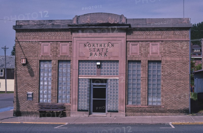 2000s United States -  Mellen State Bank, Main Street, Mellen, Wisconsin 2003 (original caption) - Photo shows Northern State Bank name on building)