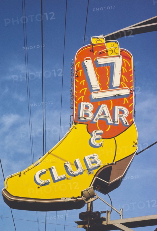 1980s America -  17 Bar and Club sign, Billings, Montana 1980