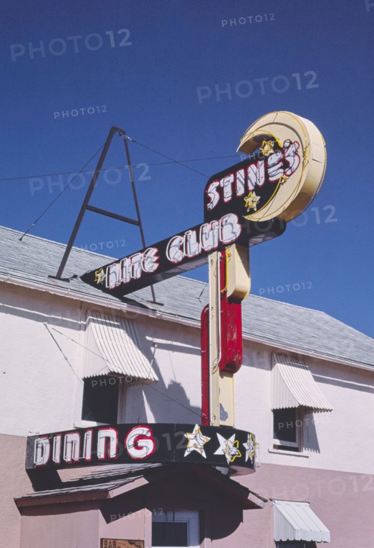 1980s America -  Stine's Nite Club sign, Malta, Montana 1987