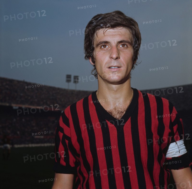 Italian footballer Gianni Rivera, captain of A.C. Milan, at San Siro in Milan, Italy, in January 1971