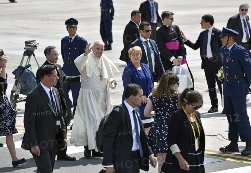 Pope Francis arrived in Iquique to end his visit to Chile ca. 2018