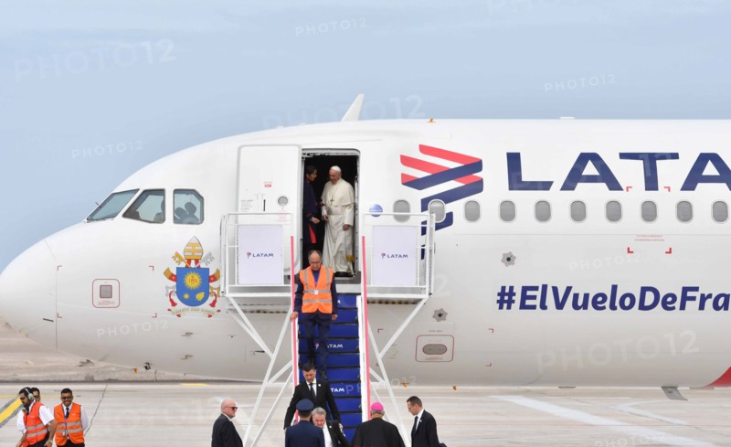 Pope Francis arrived in Iquique to end his visit to Chile ca. 2018