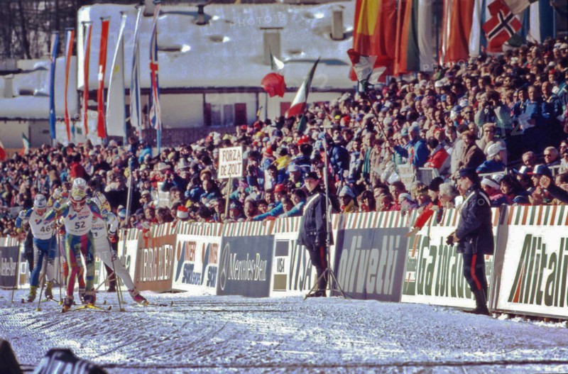 Sprint for third place in the 50km cross-country race in Fiemme 1991; the bronze medal is won by Maurilio De Zolt Date 17 February 1991
