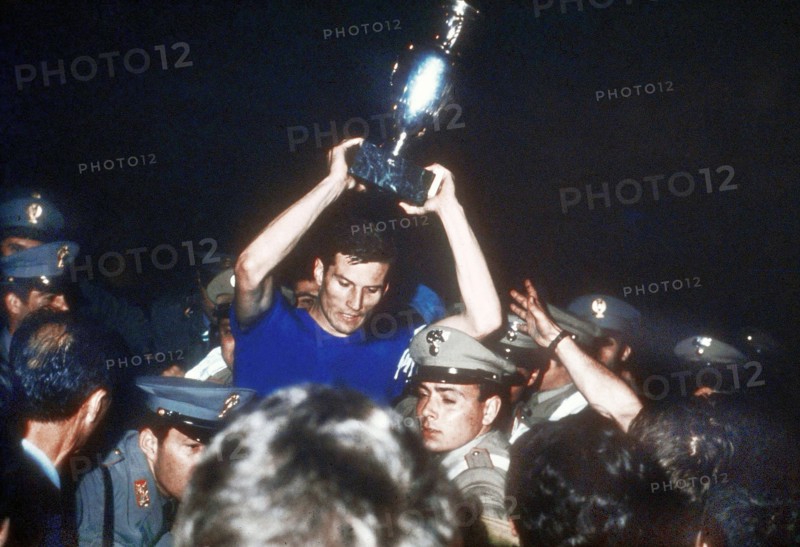 UEFA Euro 1968 Final - Italian captain Giacinto Facchetti with the trophy ca. June 10, 1968