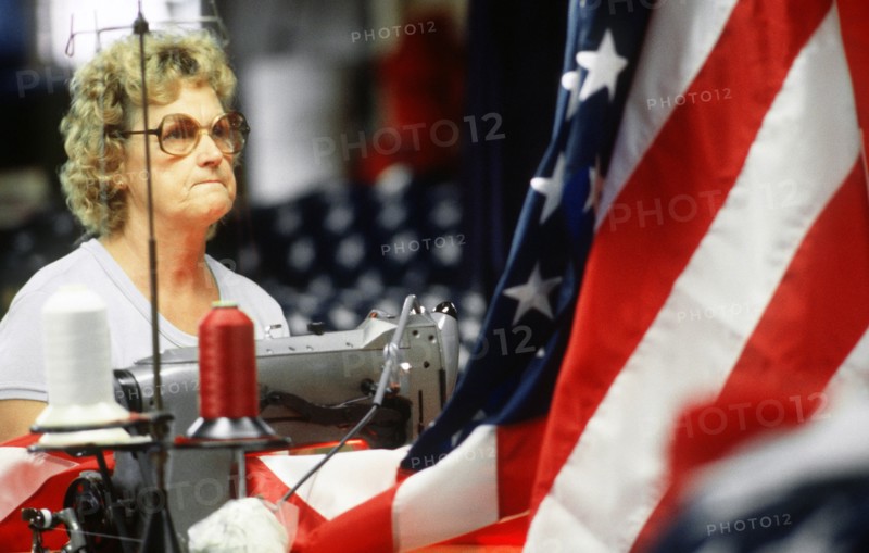 Working on one of the US flags