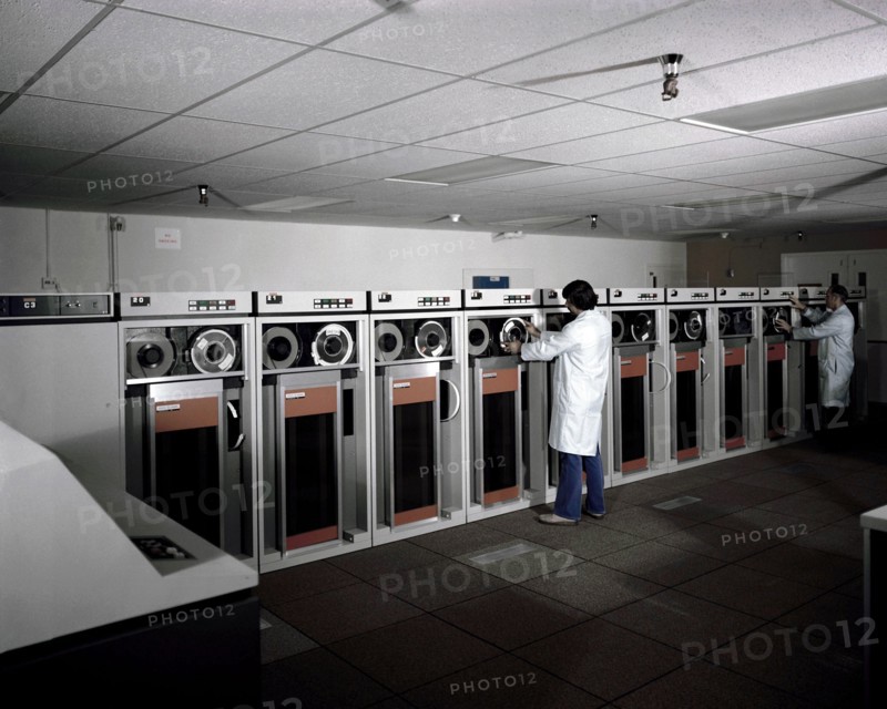 Technicians checking tape drivers