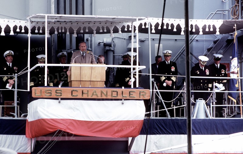 Ceremony for the guided missile destroyer USS CHANDLER