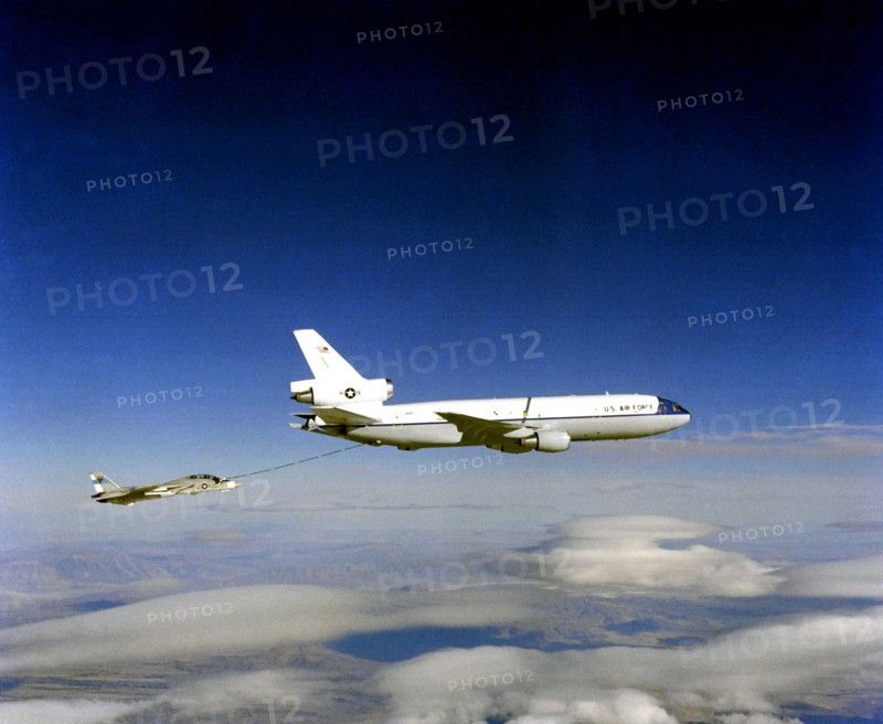 Air-to-air right side view of a KC-10A Extender aircraft