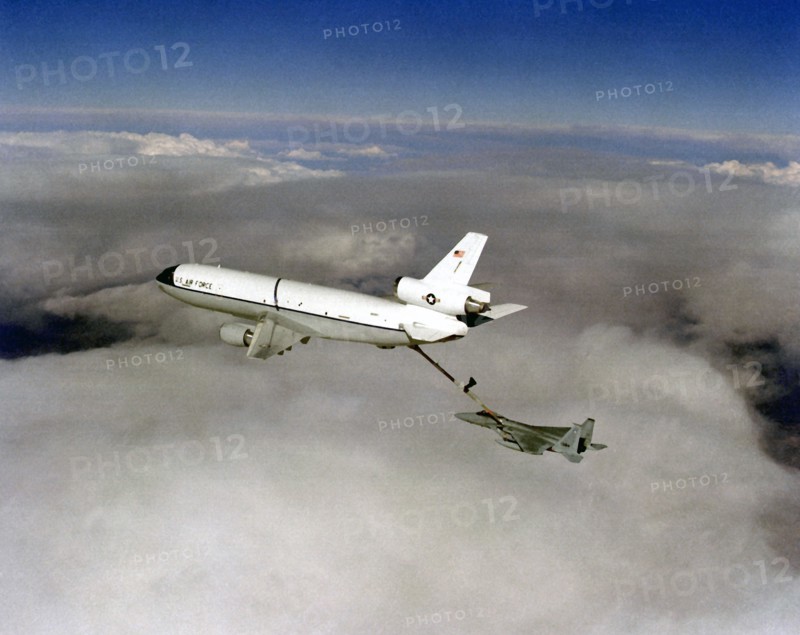 Air-to-air left side view of a KC-10A Extender aircraft