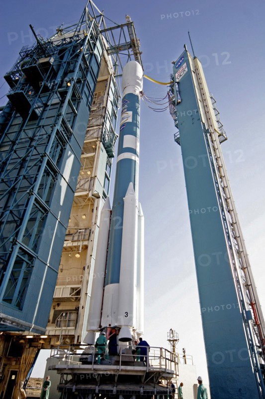 2008 - A Delta II rocket carrying the Ocean Surface Topography Mission/Jason 2 satellite, is prepared for launch at Space Launch Complex 2 at Vandenberg Air Force Base, Calif.