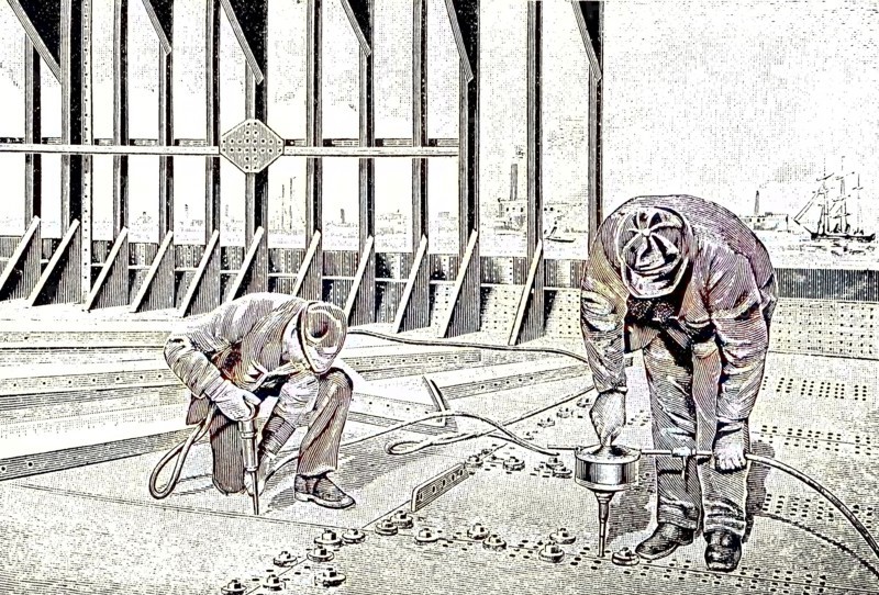 Drilling machines with compressed air drive in 1895
