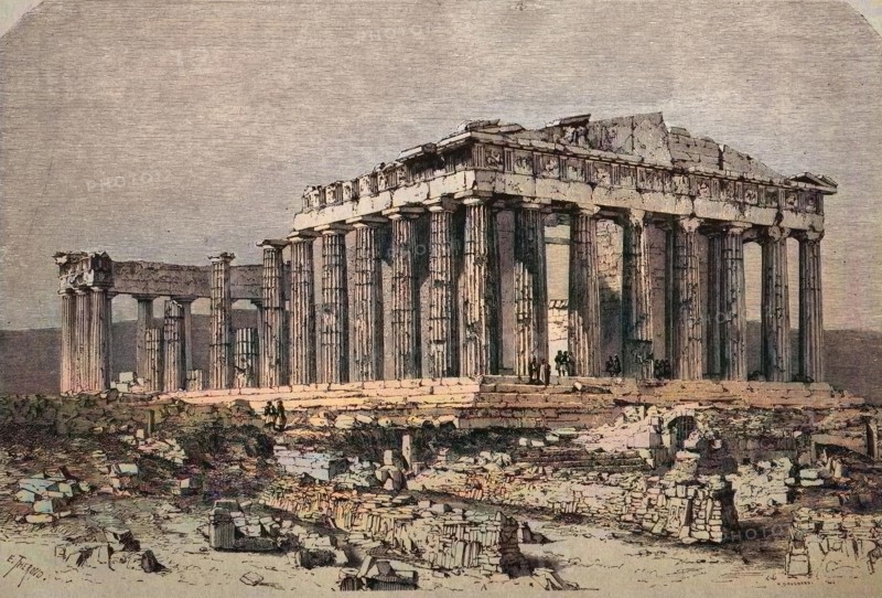 Die Ruinen des Parthenon in Athen im Jahre 1880