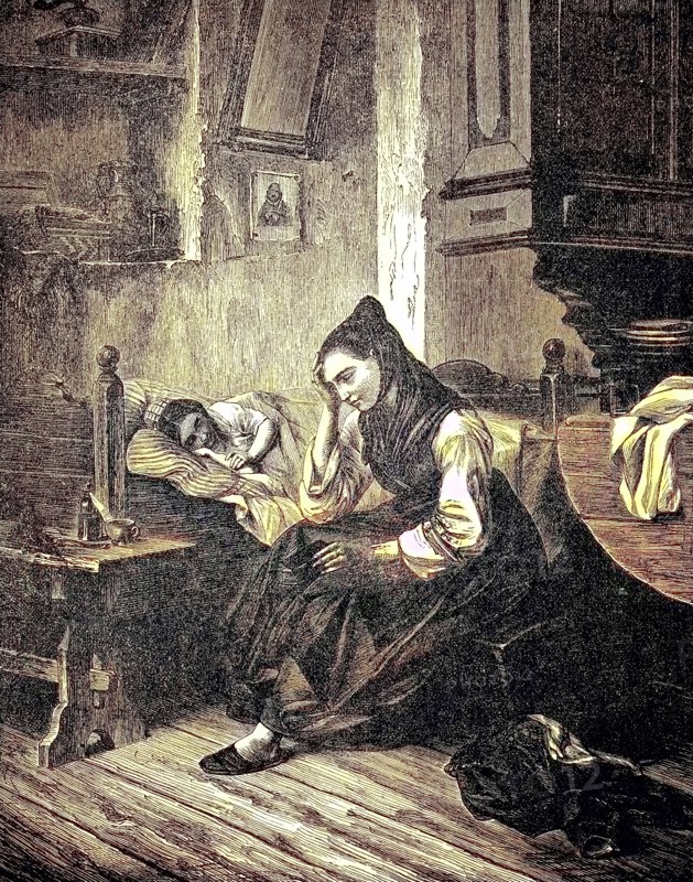 on the bed of the sick