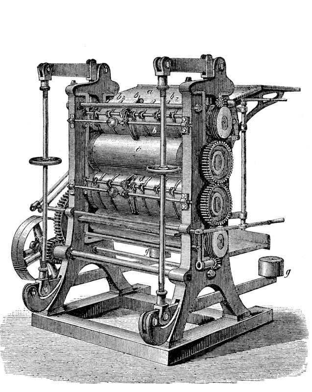 A calender is a series of hard pressure rollers used to finish or smooth a sheet of material such as paper