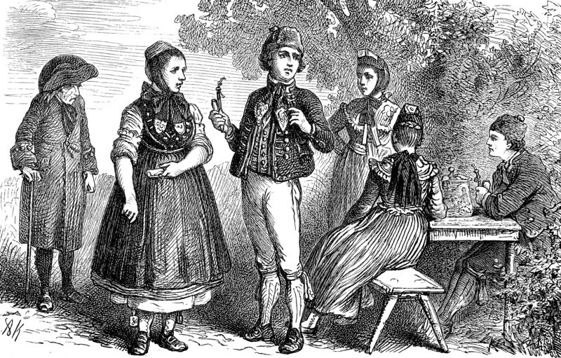 People in traditional costume from the district of Kurhessen
