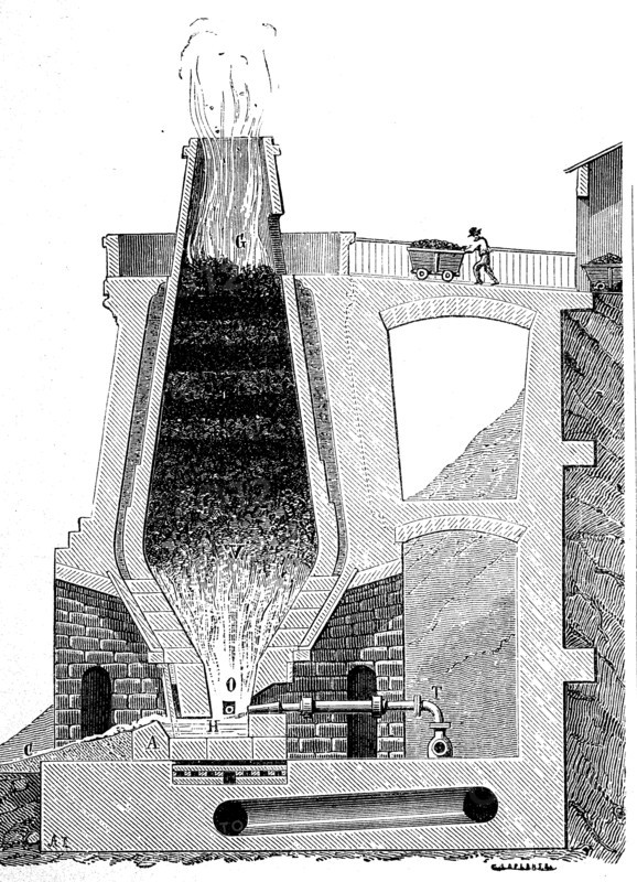 A blast furnace for iron smelting