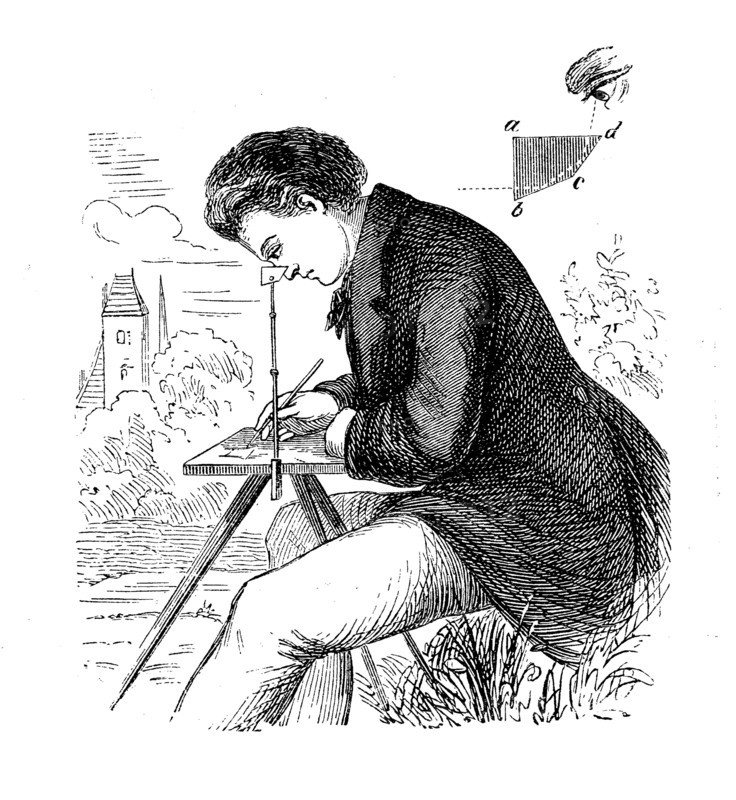 Man with a camera lucida by physicist William Hyde Wollaston