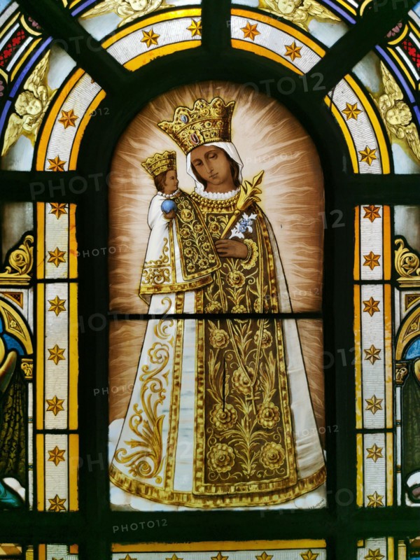 Glasbild mit der Mutter Gottes