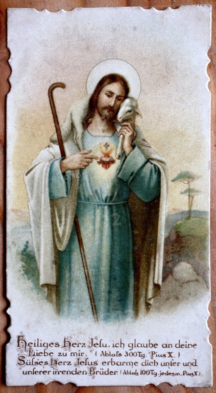Indulgence picture with Jesus and the lamb as a faith rust
