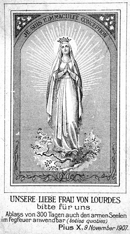 Indulgence picture with the image of Our Lady of Lordes