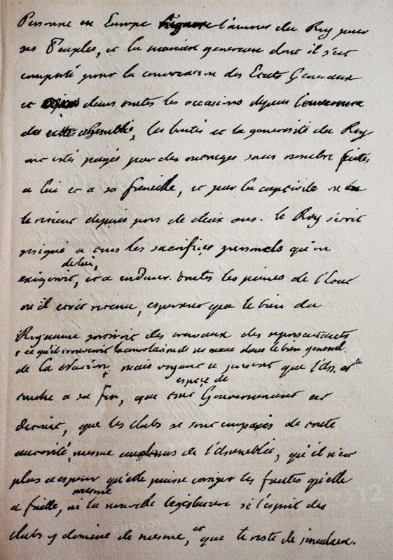 handwritten letter from King Louis XVI