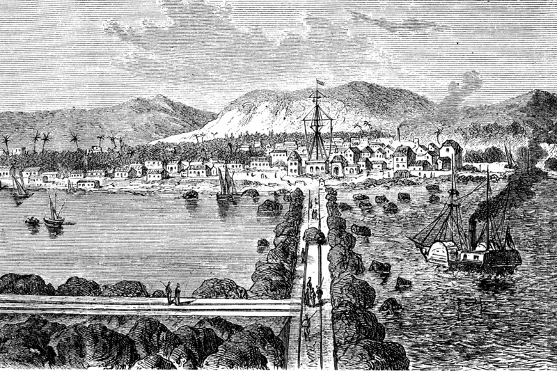 The port of St. Pierre on Reunion Island in 1880