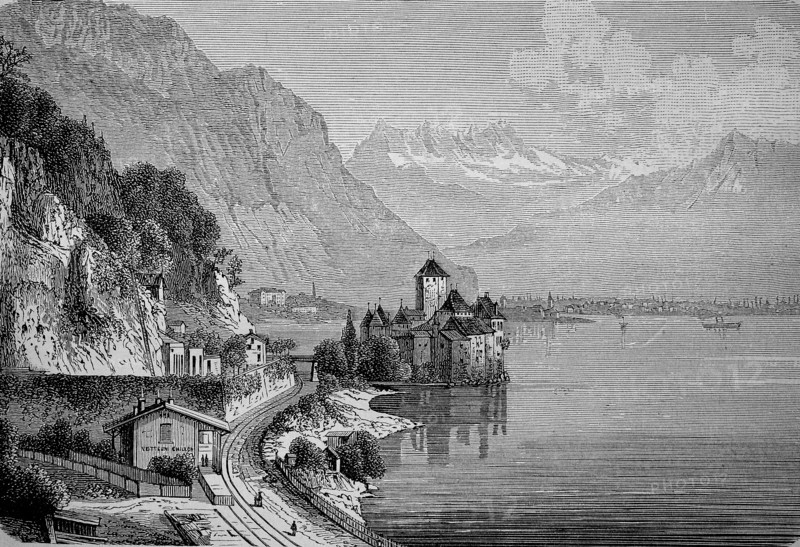 Chillon Castle on Lake Geneva in Switzerland